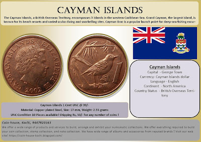 Cayman Islands 1 Cent UNC @ 30/-