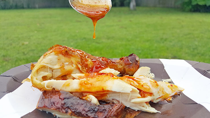 This super saucy Adobo Apricot BBQ Chicken is the best and easiest recipe to serve up on game day! Your hands may get a little messy, but the flavor is worth it!