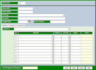 Aplikasi Excel Nota Pencairan Dana dan SPTJB