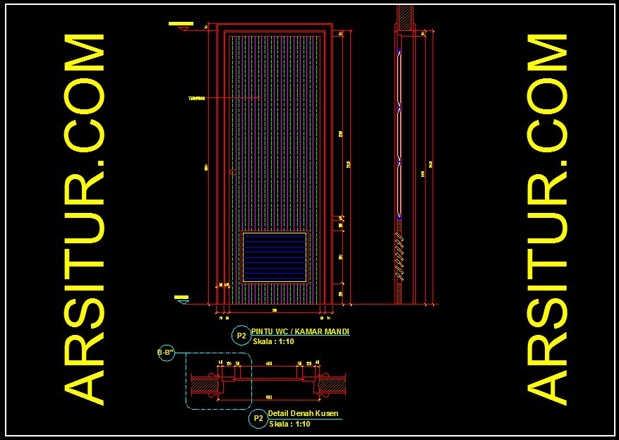  Detail Pintu Kamar Mandi  Contoh Gambar AutoCAD DWG