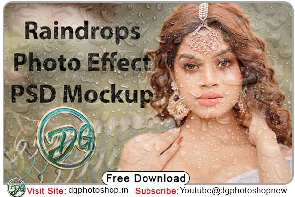 Raindrops Photo Effect PSD Mockup Free