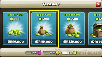 dapat gems gratis coc -  beli dengan dollar dari whaff