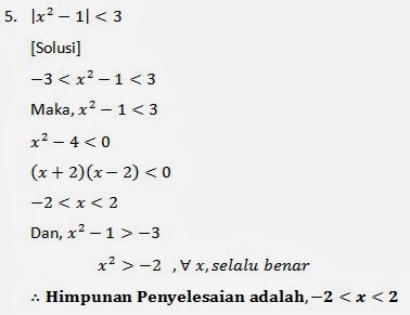 Contoh Soal Pertidaksamaan Nilai Mutlak