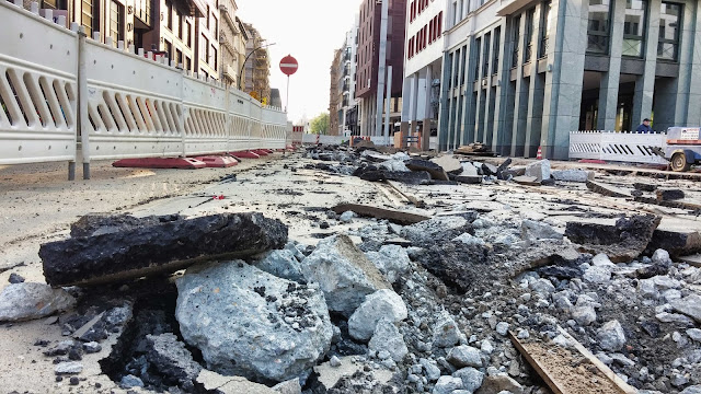 Baustelle Invalidenstraße / Chausseestraße, Strassenbauarbeiten, 10115 Berlin, 19.04.2014