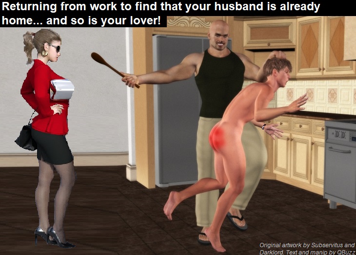 Spanking, cuckold and bi When Wives Walk In..