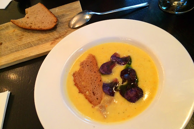 Potato soup with bread chips at Margarete, Frankfurt am Main, Germany