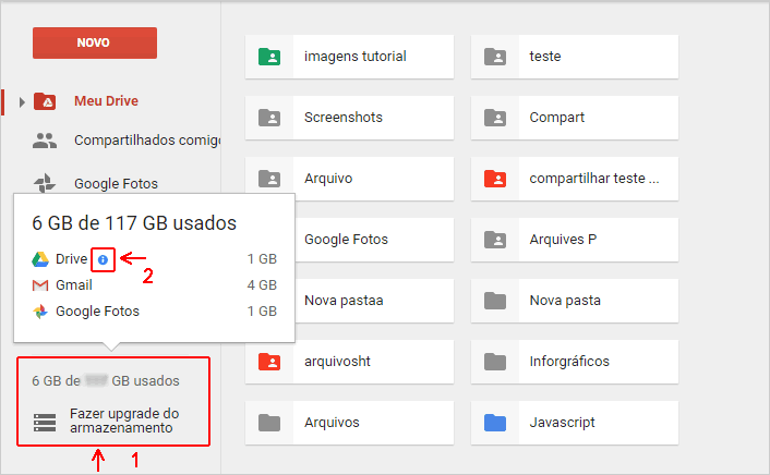 Acessando a cota do Google Drive