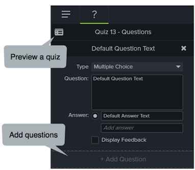 Camtasia quizzes and surveys