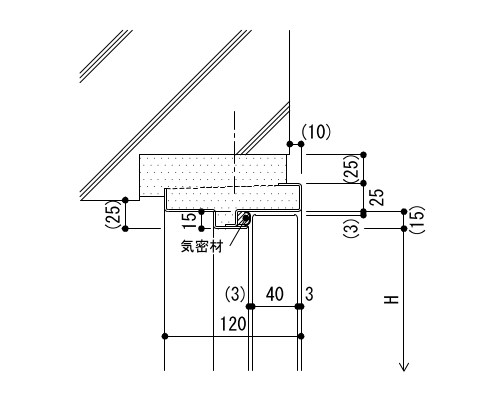 4-21-2　標準型建具枠（簡易気密型鋼製建具）断面