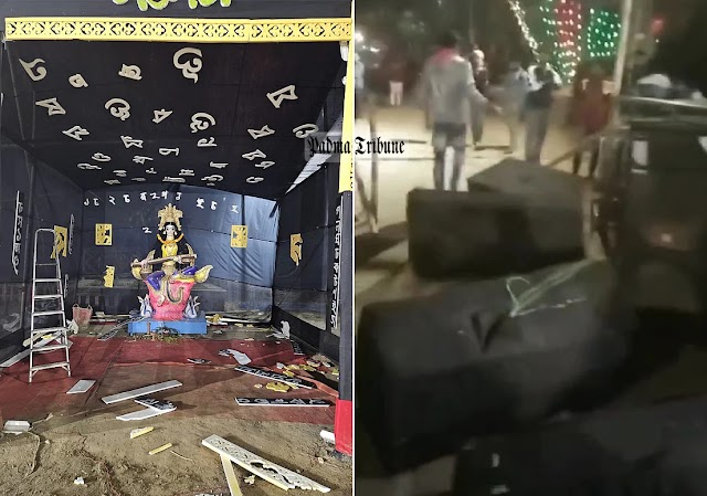 রাজশাহীতে সরস্বতীপূজার মণ্ডপে হামলা, প্যান্ডেল ও সাউন্ডবক্স ভাঙচুর