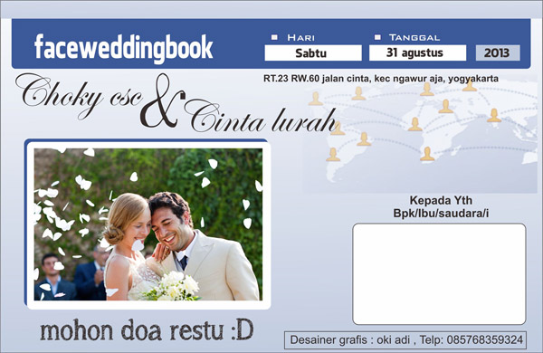 Berikut ini Desain undangan pernikahan gaya facebook