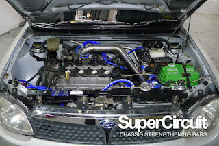 SUPERCIRCUIT Front Strut Bar installed to the Perodua Kelisa YRV