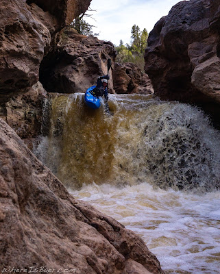 waterfall slot canyon arizona red rock kayak boof