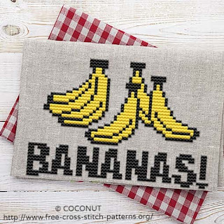 BANANA (3), FREE AND EASY PRINTABLE CROSS STITCH PATTERN