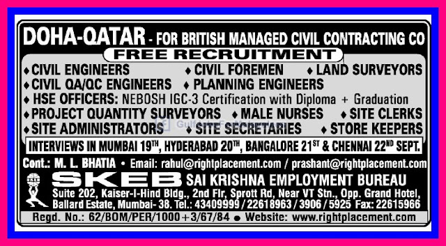 Free Recruitment For British Company Doha -  Qatar