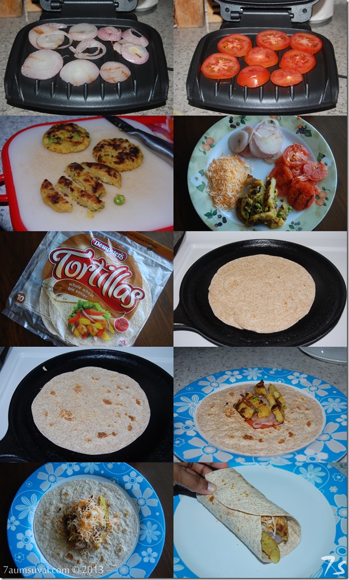 Aloo tikki wrap process