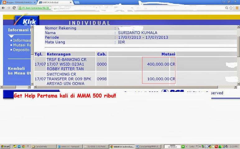 SS Get Help Pertama Saya di MMM 17 Juli 2013