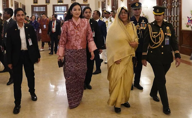 King Jigme Khesar Namgyel, Queen Jetsun Pema, Mohammed Shahabuddin, Rebeka Sultana and Prime Minister Sheikh Hasina