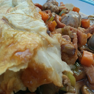 Sausage Pie with a Puff Pastry Leaf