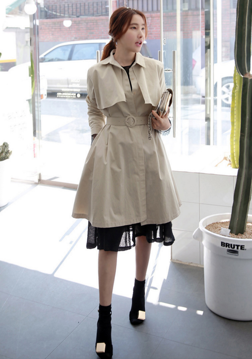 Concealed Placket Belted Coat