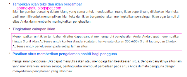 jumlah maksimal unit iklan adsense