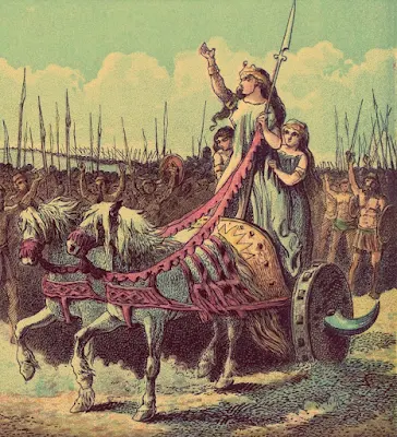 Boudica's conquest of the Romans accompanied by her two daughters trustpast.net