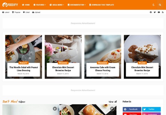 Foodify Elegant Food and Restaurant Premium Blogger Template