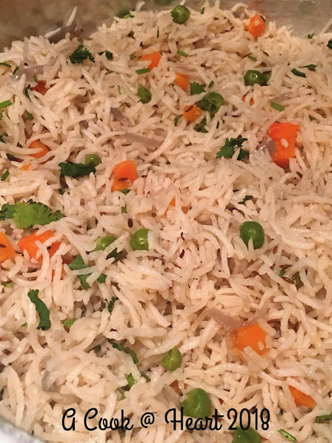 Rice Pulao with simple spices and vegetables