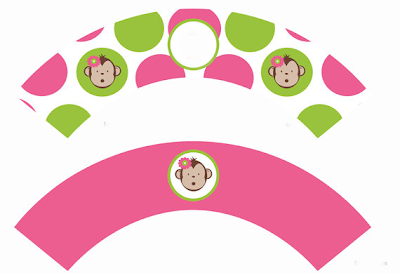 Free Printable Cupcake Wrappers of Monkeys