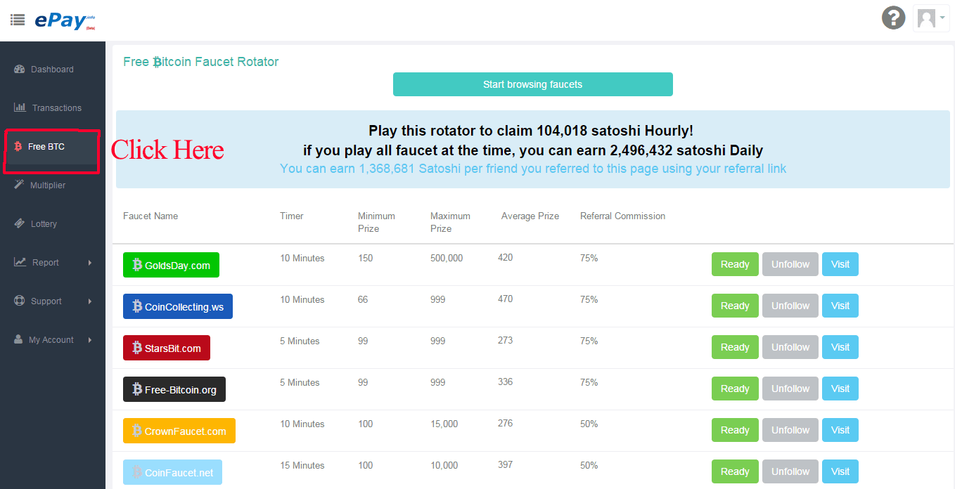 Earn Free Bitcoins With Epay Faucet Rotator Ebtcinfo - 