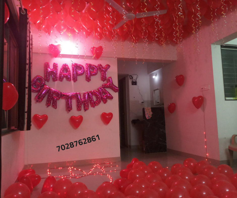 Romantic Room Decoration  For Surprise Birthday  Party in 