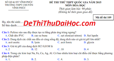 de thi thu hoa chuyen vinh phuc 2015 lan cuoi