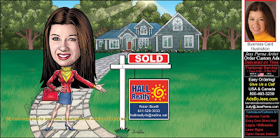 Yard Sold Signs with Caricatures