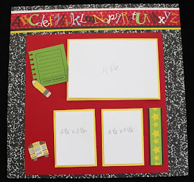 ideas for a back to school scrapbook page layout, alphabet, pencil