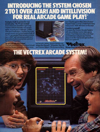 Publicidad de la época promocionando la Vectrex.