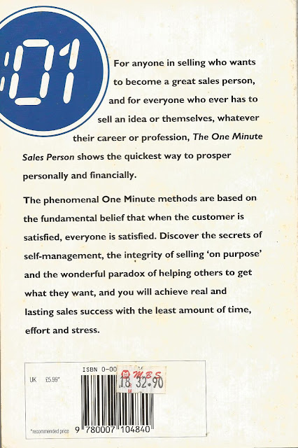 Image shows the back cover for The One Minute Sales Person