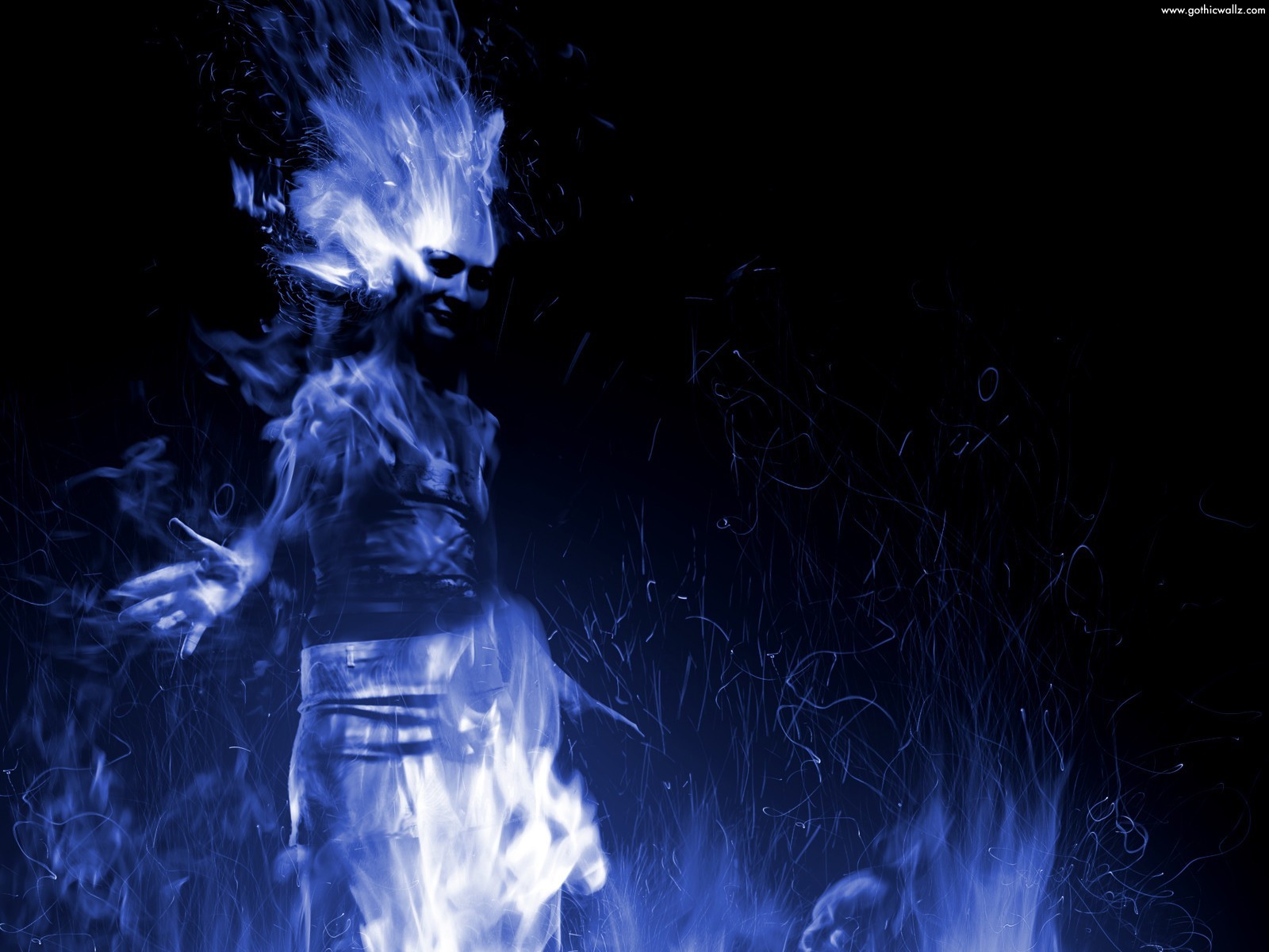 Blue Flame Girl | Gothic Wallpaper Download