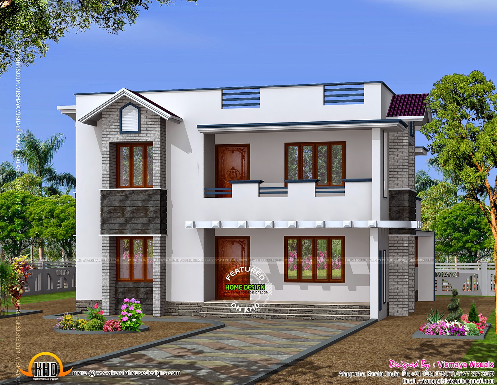 Modern 2 storied Kerala home design | keralahousedesigns