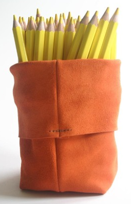 suede pen pot