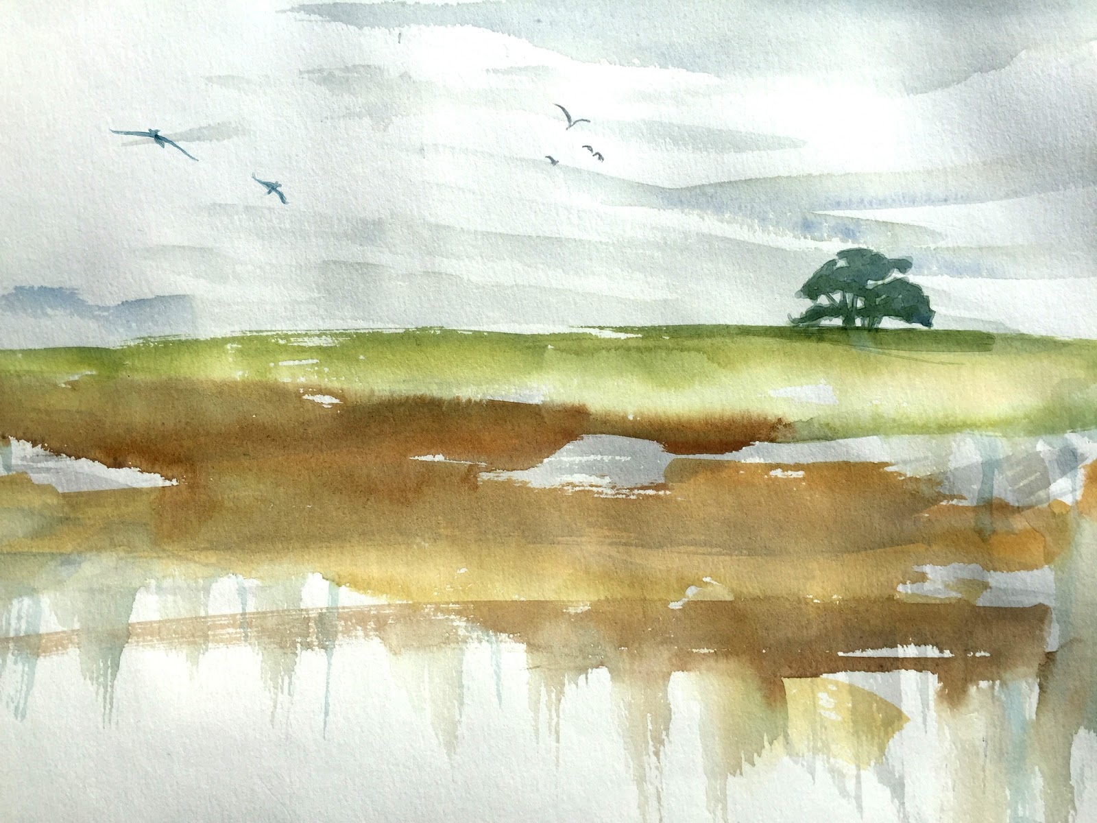 Watercolor landscape by Artmagenta