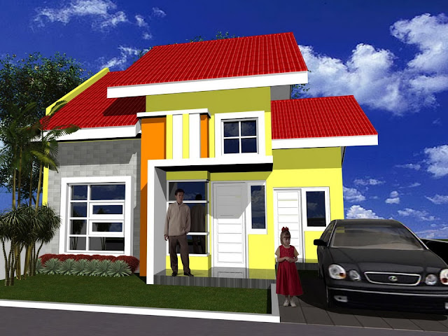 Contoh rumah minimalis warna orange