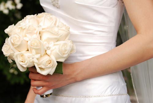 white and green wedding plates