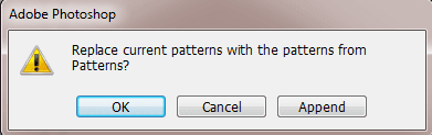 Click Append to add a pattern to an existing pattern.