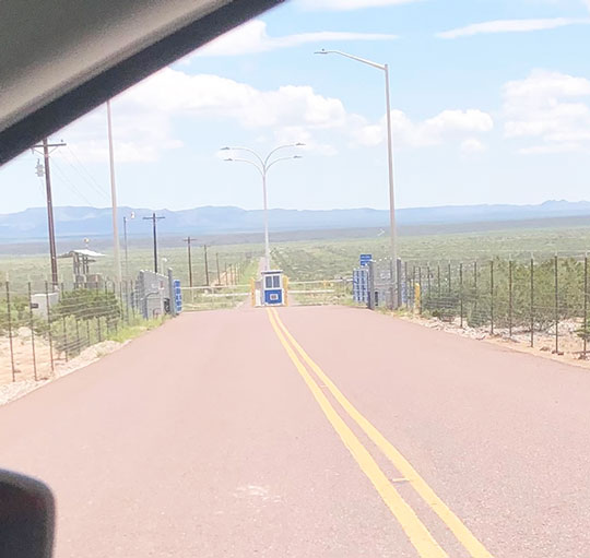 Guard gate at the Blue Origin Launch Facility (Source: Palmia Observatory)