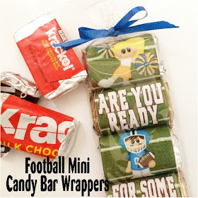 Nothing makes football better than enjoying it with a little bit of your favorite chocolate.  Watch the game, cheer on your favorite team, or enjoy a good book about football with these super cute Football Mini Candy Bar Wrappers that are a free printable for you to enjoy.