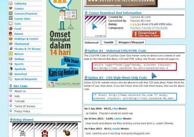 Cara Mengganti Cursor Mouse Di Blog Keren Terbaru  Cara Zain