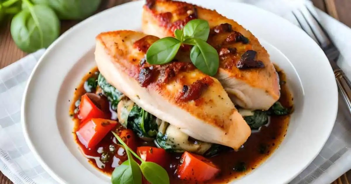 Healthy Spinach and Mushroom Stuffed Chicken Breast