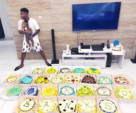 Music artiste Reekado Banks,cakes,lots of cakes 
