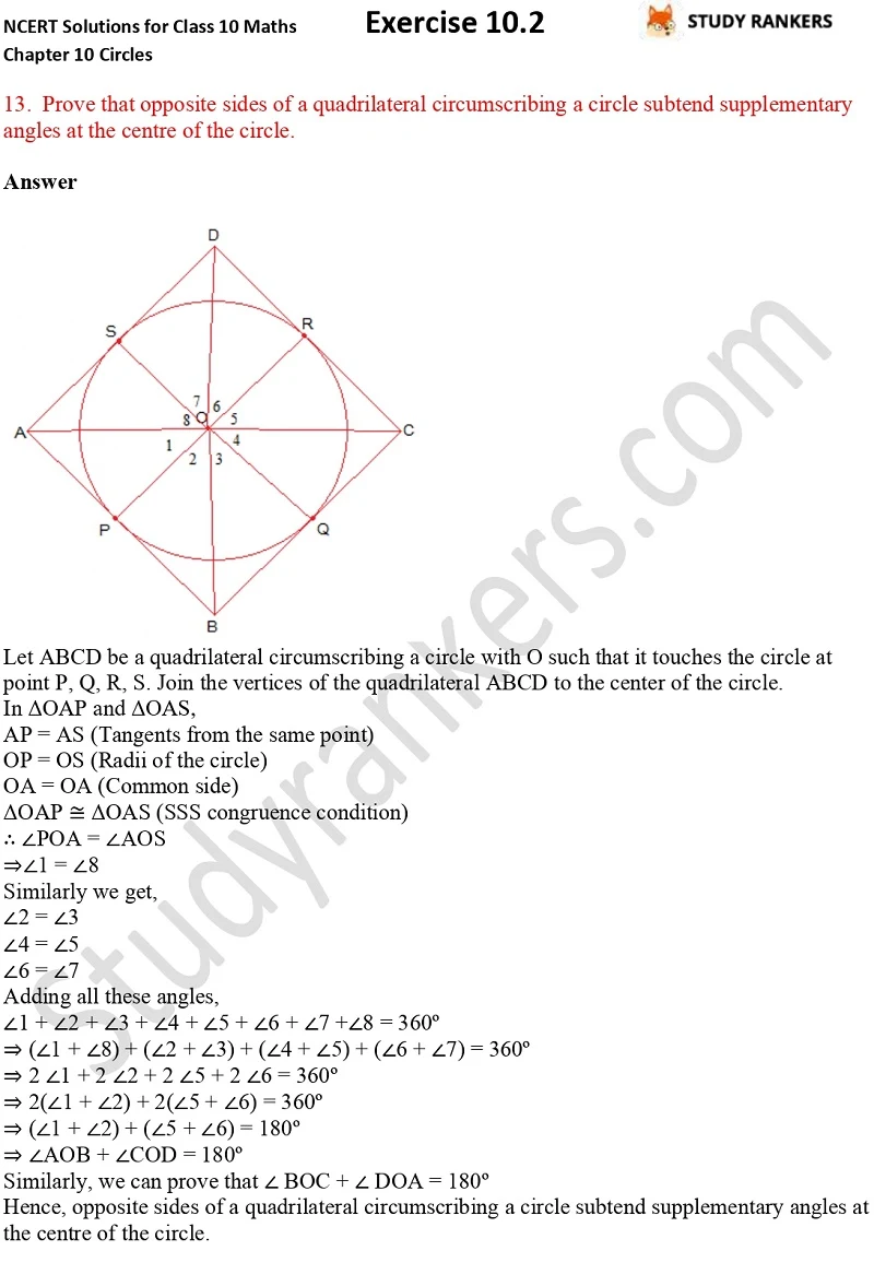 NCERT Solutions for Class 10 Maths Chapter 10 Circles Exercise 10.2 Part 10