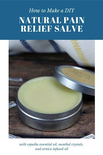 How to make a natural pain relief salve at home. Use this DIY recipe for arthritis and inflammation for sore muscles, knee, back, neck, shoulder, or wherever you have pain and inflammation. This alternative remedies uses copaiba essential oils, menthol crystals, and arnica infused oil to make a salve or cream. #painrelief #essentialoils #copaiba